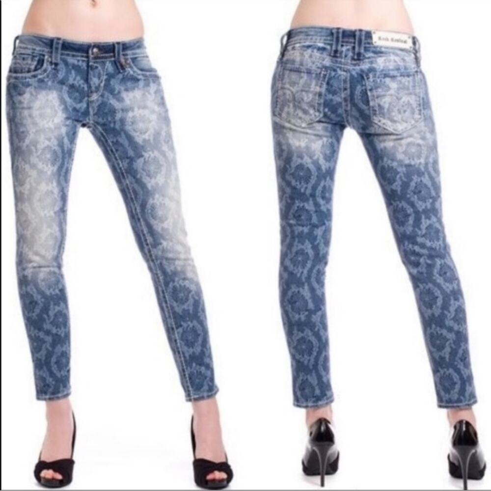 Rock Revival Jeans Womens 28 Lydia Cropped Skinny Lacey Feminine Sexy EUC